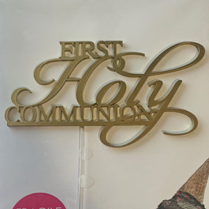 First Holy Communion Gold Metallic Acrylic Cake Topper