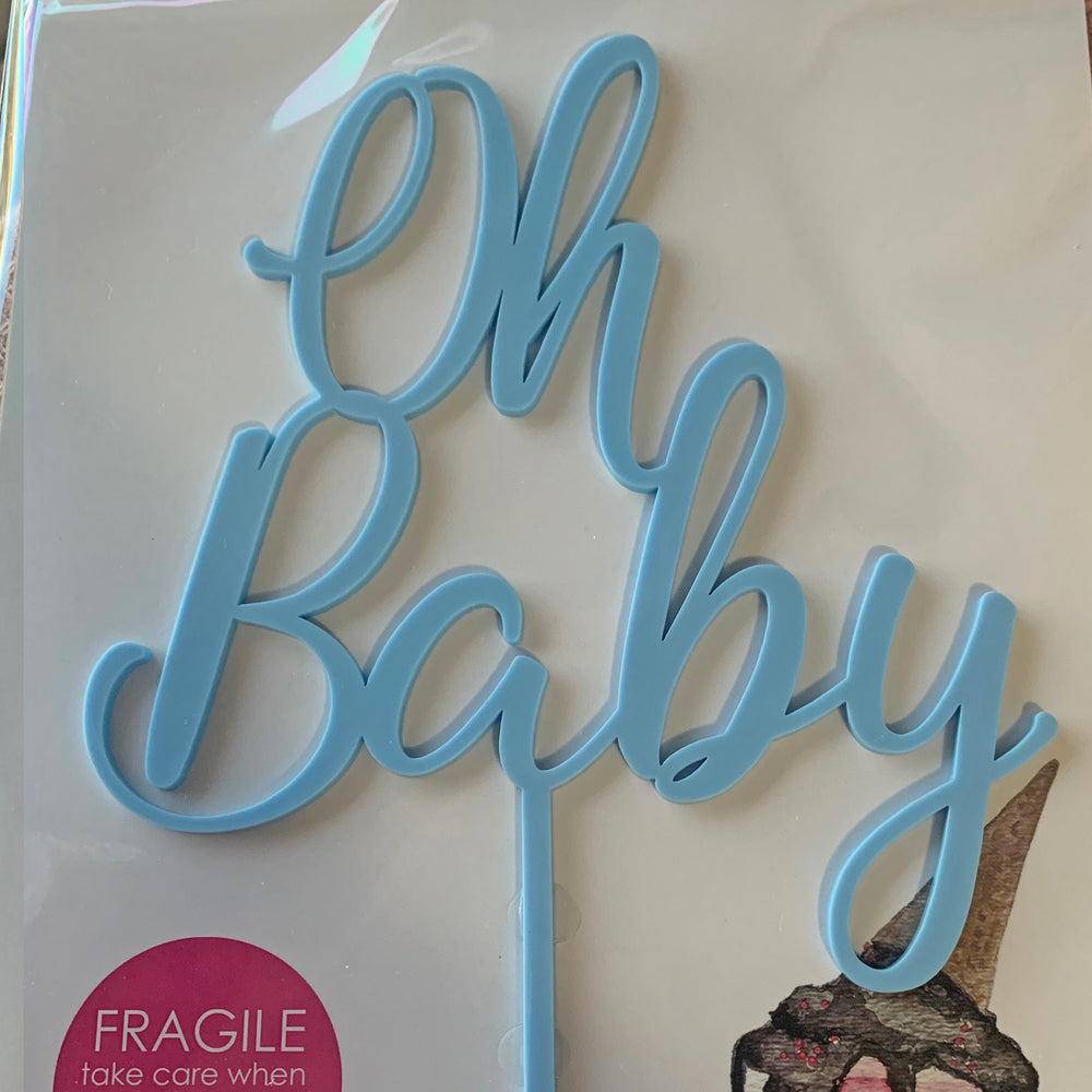 Oh Baby Blue Acrylic Cake Topper