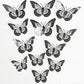 Black Metallic Shimmery Paper Butterflies - Pack of 12