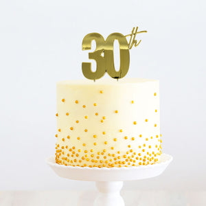 30th Birthday Gold Metal Cake Topper