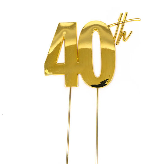 40th Birthday Gold Metal Cake Topper