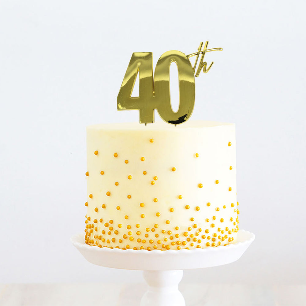 40th Birthday Gold Metal Cake Topper