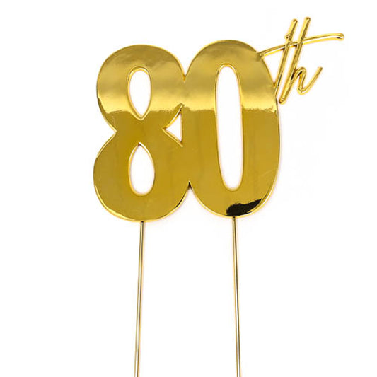 80th Birthday Gold Metal Cake Topper