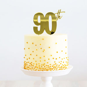 90th Birthday Gold Metal Cake Topper