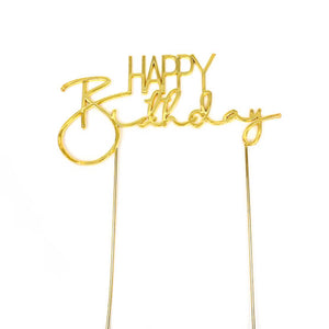 Happy Birthday Gold Metal Cake Topper