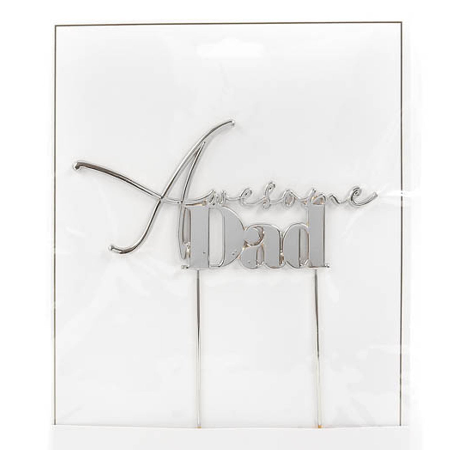 Awesome Dad Silver Metal Cake Topper