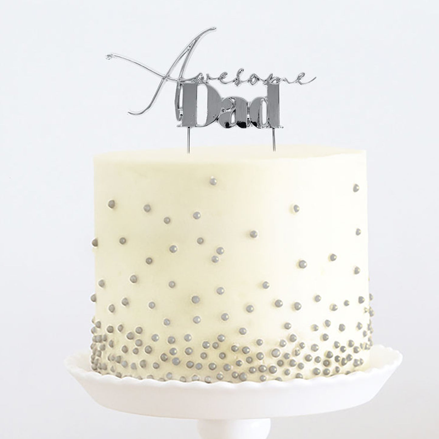 Awesome Dad Silver Metal Cake Topper