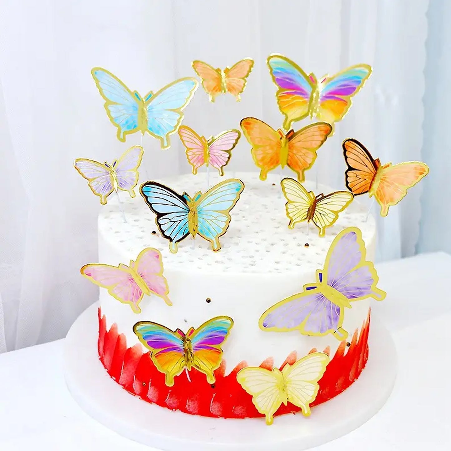 Blue & Gold Cardstock Butterflies - Set of 10