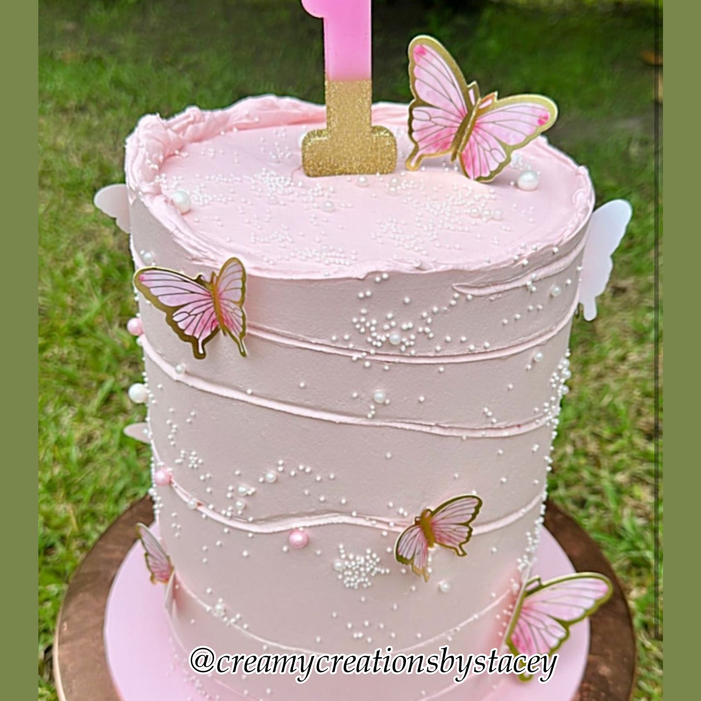Pink & Gold Cardstock Butterflies - Set of 10