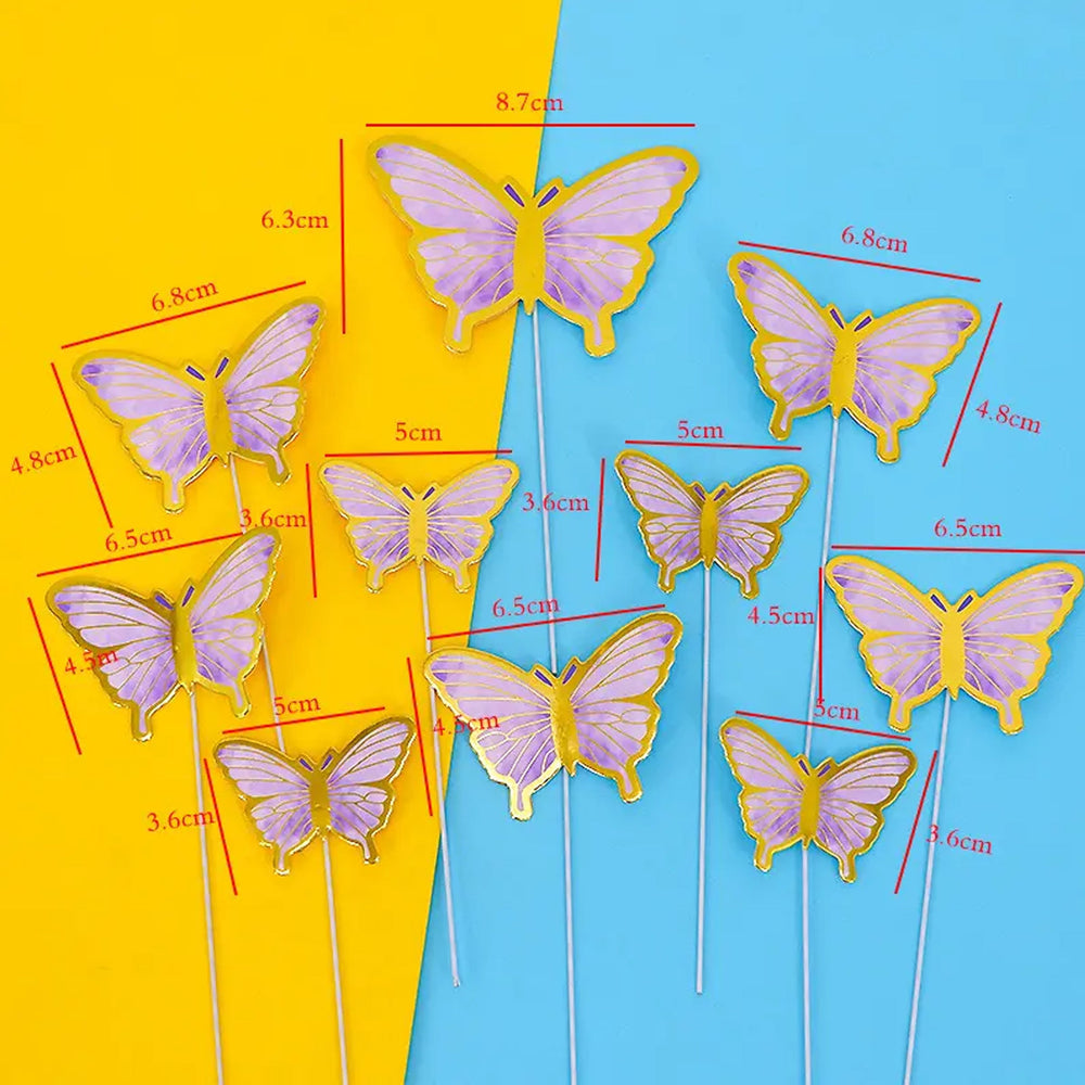 Yellow & Gold Cardstock Butterflies - Set of 10