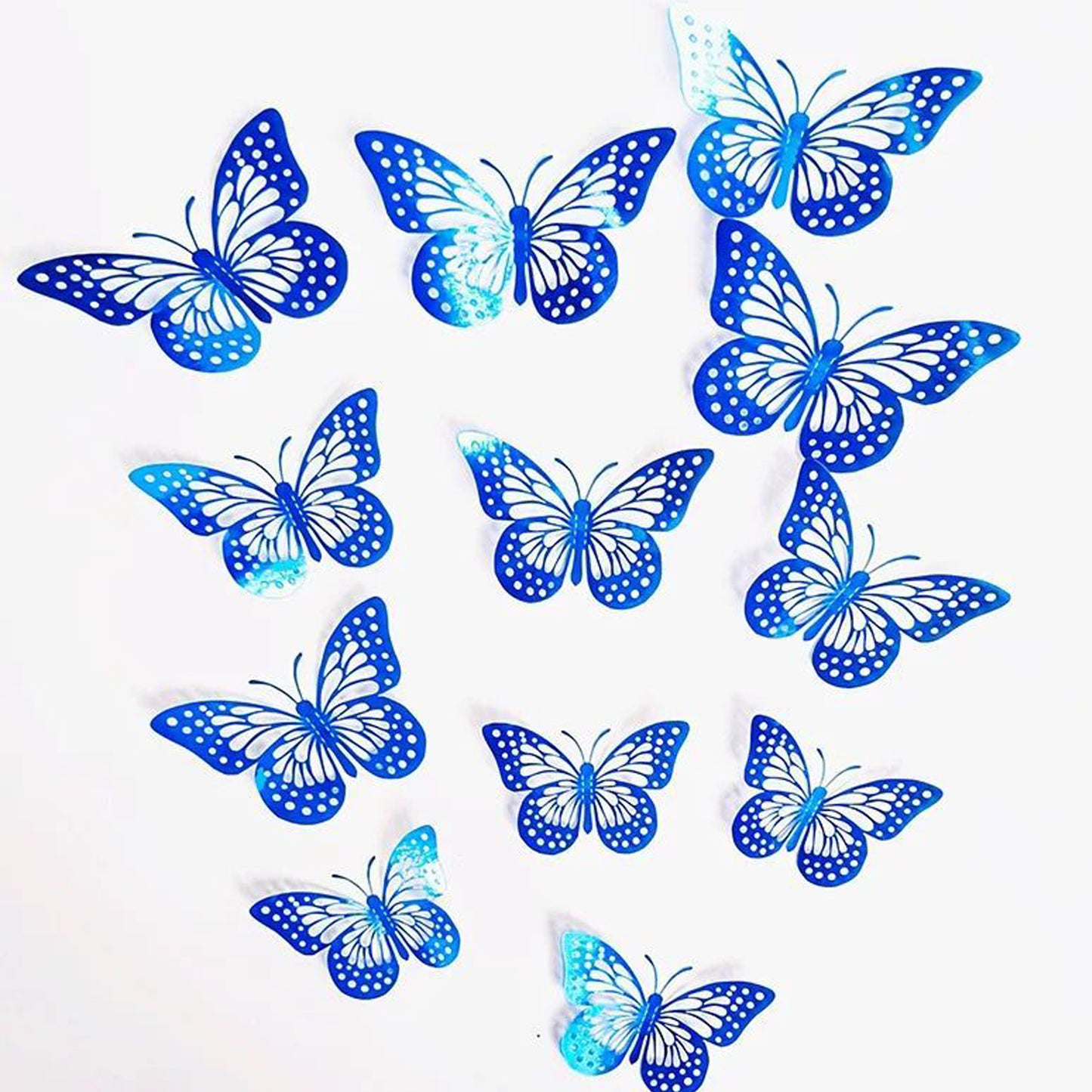 Blue Metallic Paper Butterflies - Pack of 12