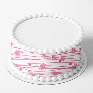 Pink Berries Striped Edible Icing Cake Wrap
