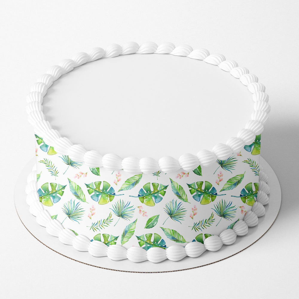 Fern Leaf Print Edible Icing Cake Wrap