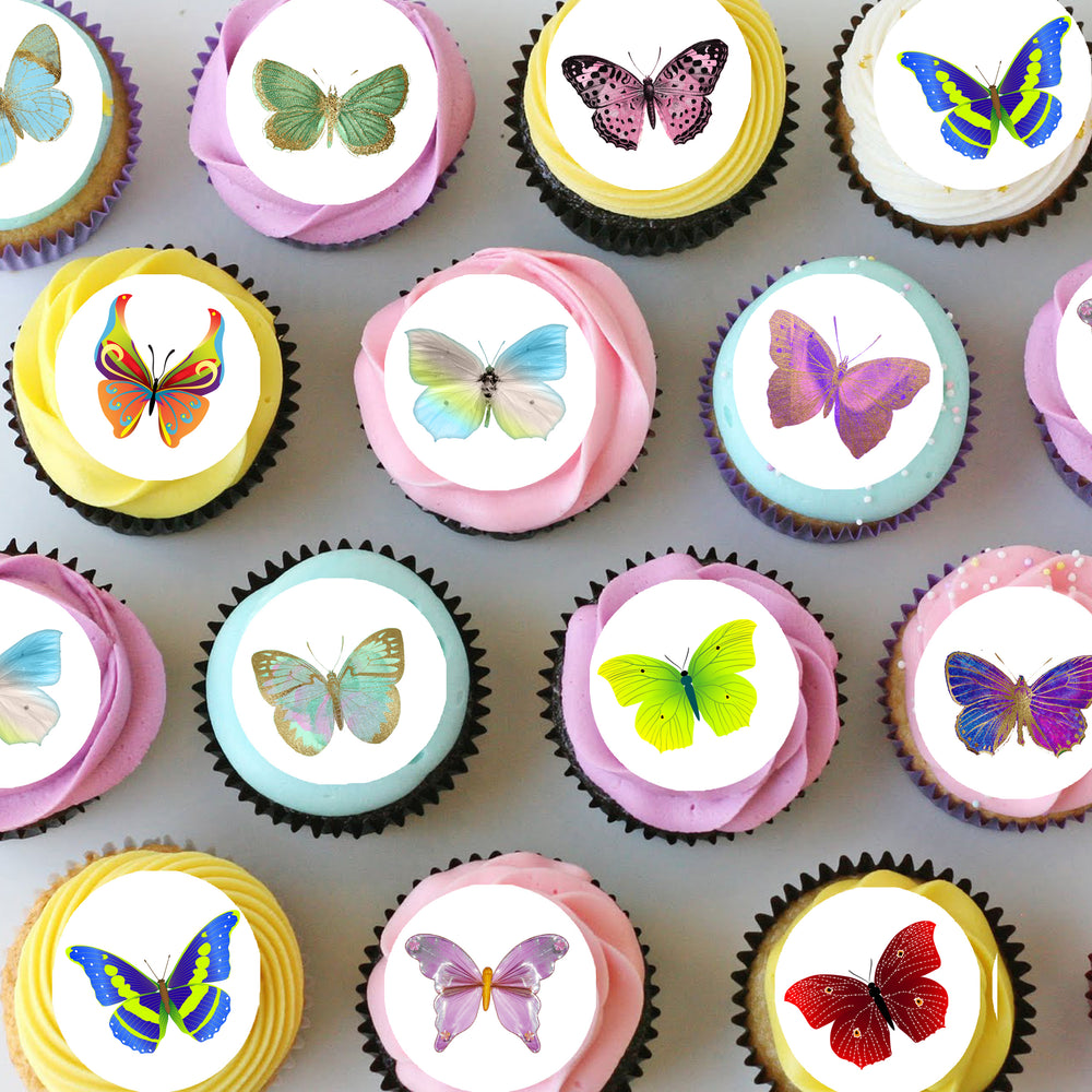 Butterfly Pre-cut Mini Edible Cupcake or Cookie Toppers