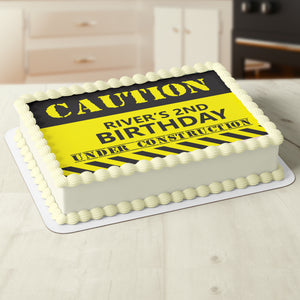Construction Zone Edible Icing Image Cake Topper