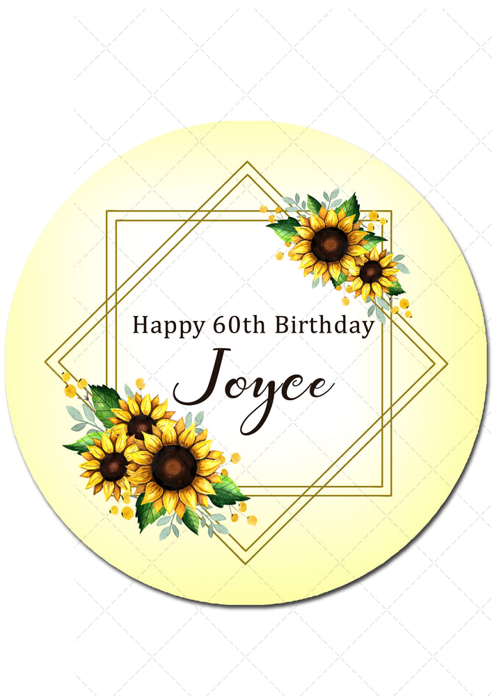 Sunflower Round Edible Icing Cake Topper