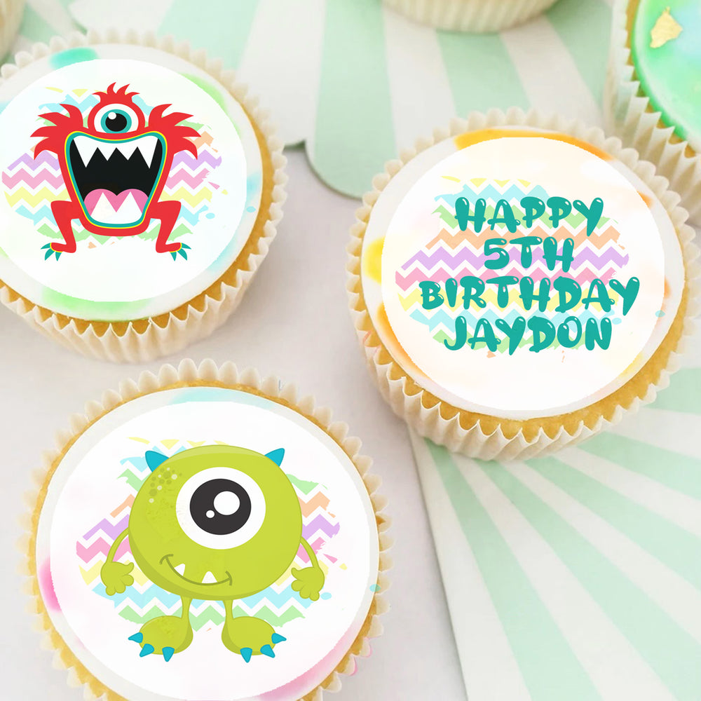 Monsters Edible Icing Cupcake Toppers