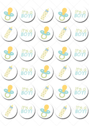 Baby Boy Pre-cut Mini Edible Cupcake or Cookie Toppers