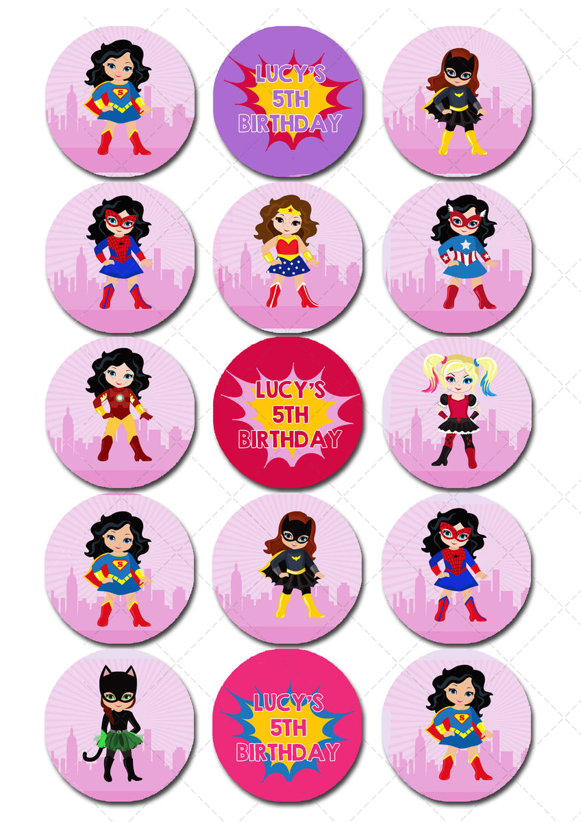 Superhero Girls Pre-cut Edible Icing Cupcake or Cookie Toppers – Deezee ...