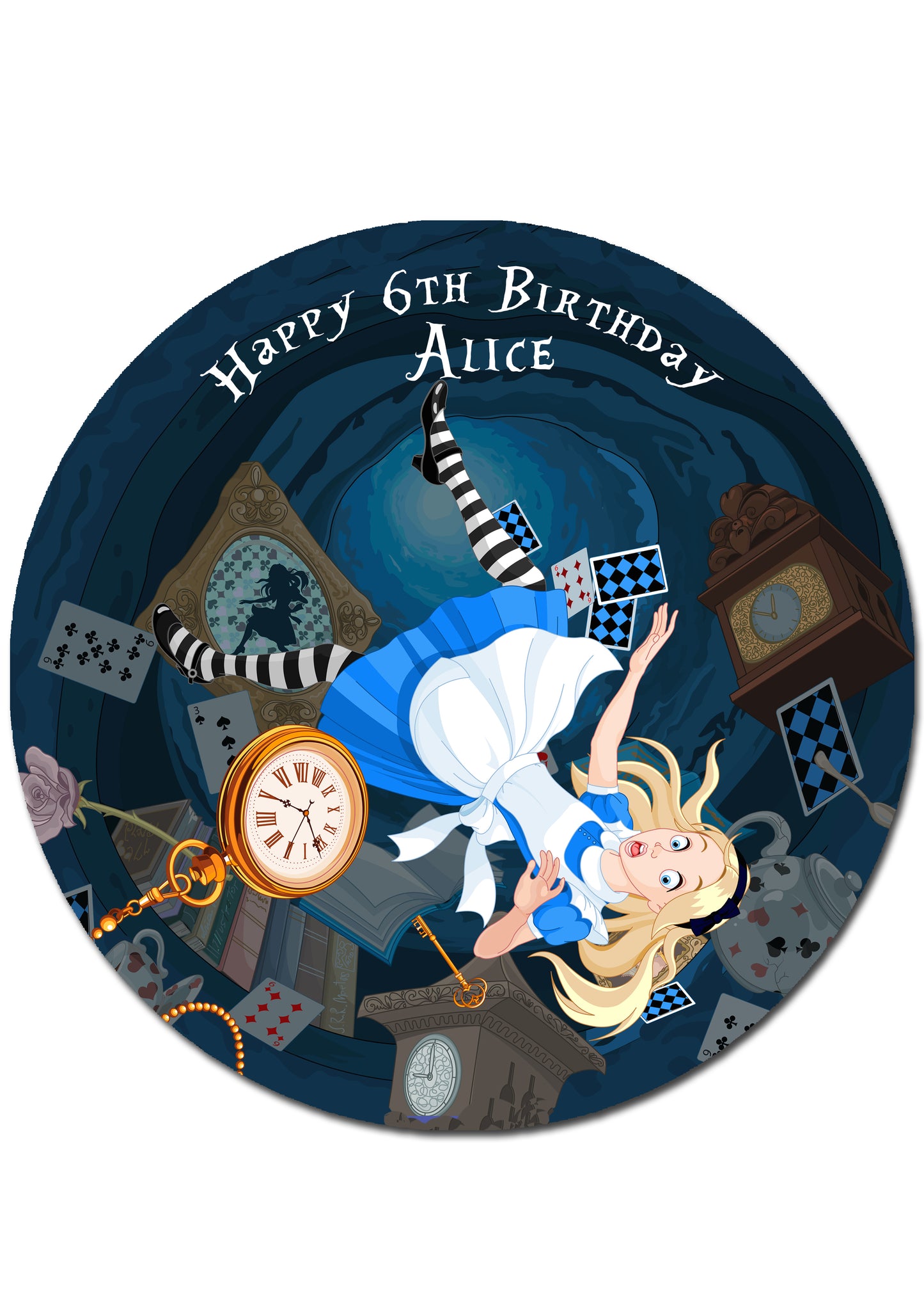 Alice in Wonderland Pre-cut Round Edible Cake Topper