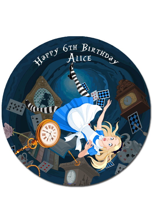 Alice in Wonderland Pre-cut Round Edible Cake Topper