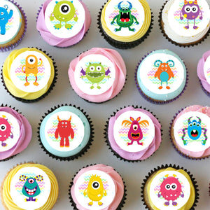 Monsters Pre-cut Mini Edible Cupcake or Cookie Toppers