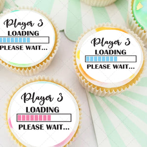 Player 3 Loading Baby Pre-cut Edible Icing Cupcake or Cookie Toppers