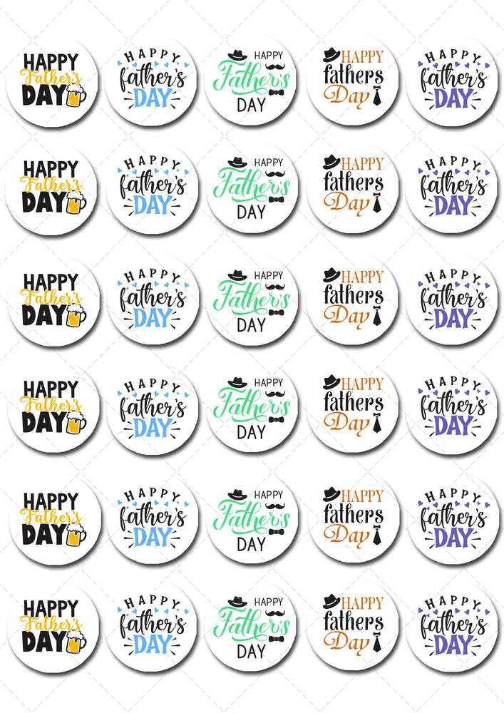 Happy Fathers Day Pre-cut Mini Edible Cupcake or Cookie Toppers