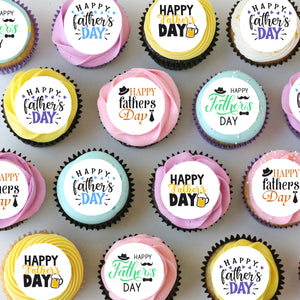 Happy Fathers Day Pre-cut Mini Edible Cupcake or Cookie Toppers
