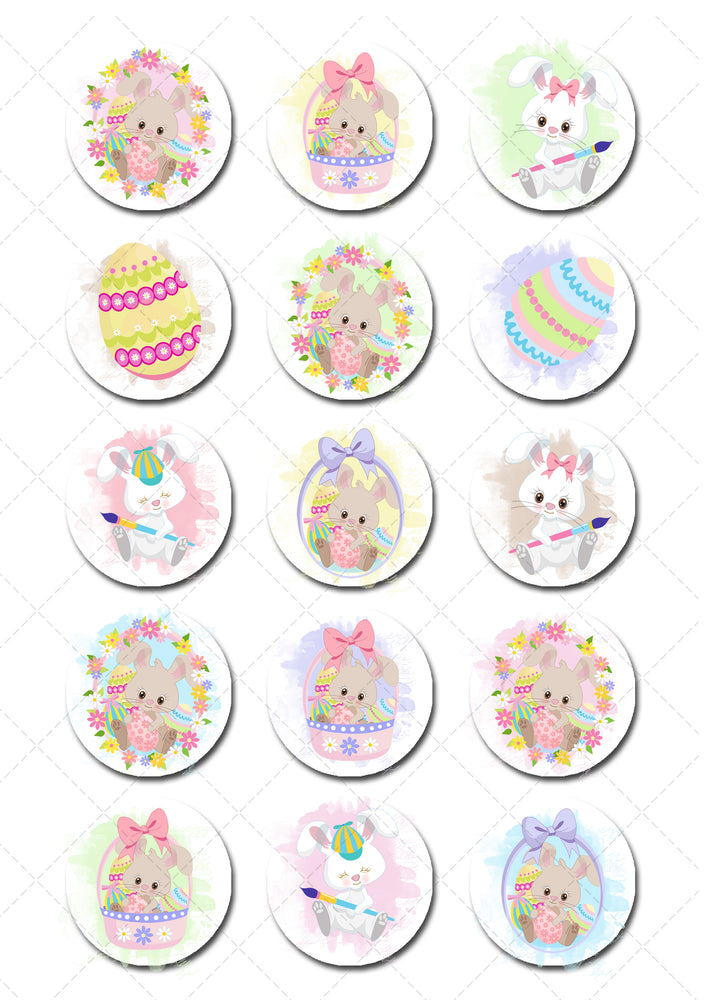 Easter Bunny Rabbit Pre-cut Edible Icing Cupcake or Cookie Toppers