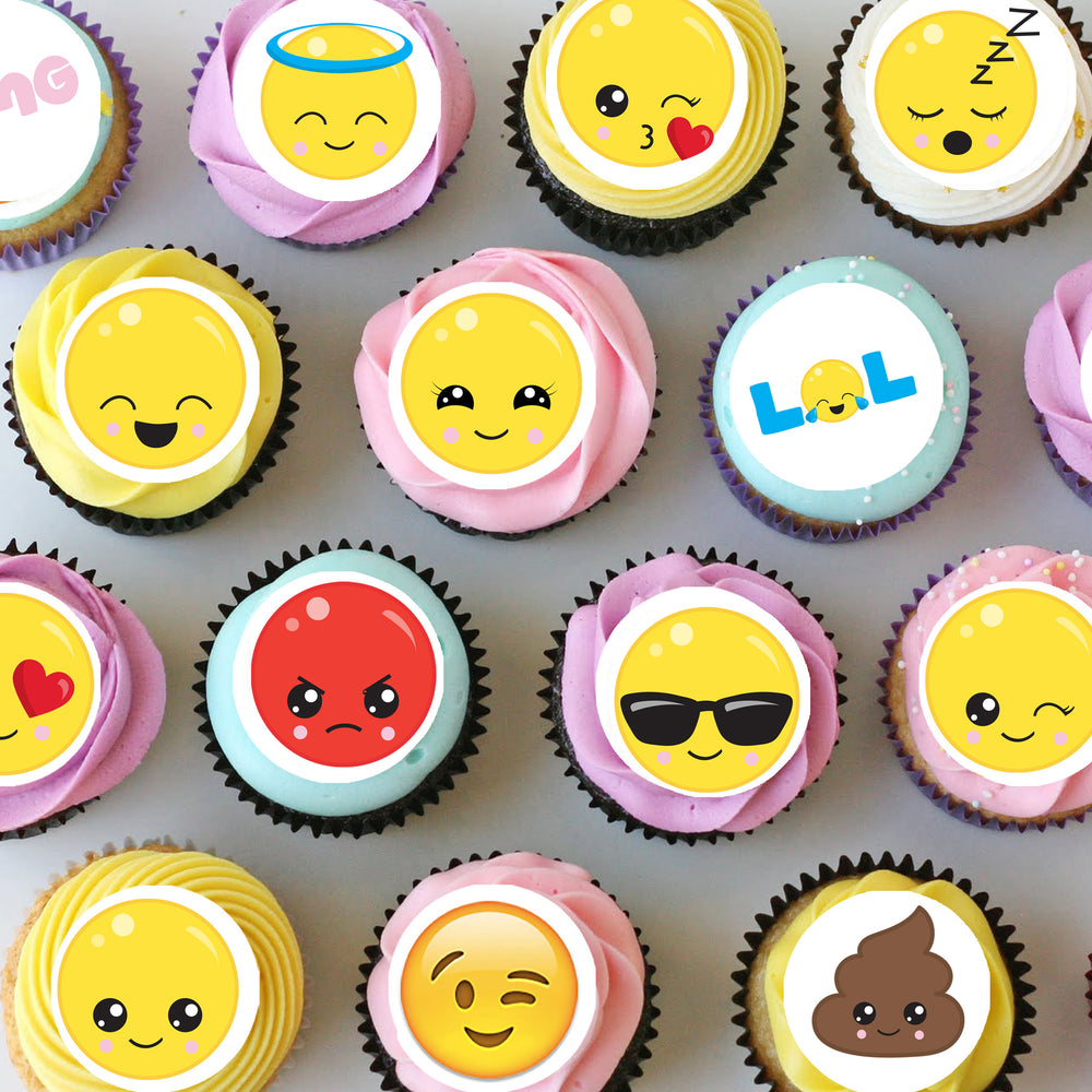 Emoji Pre-cut Mini Edible Cupcake or Cookie Toppers