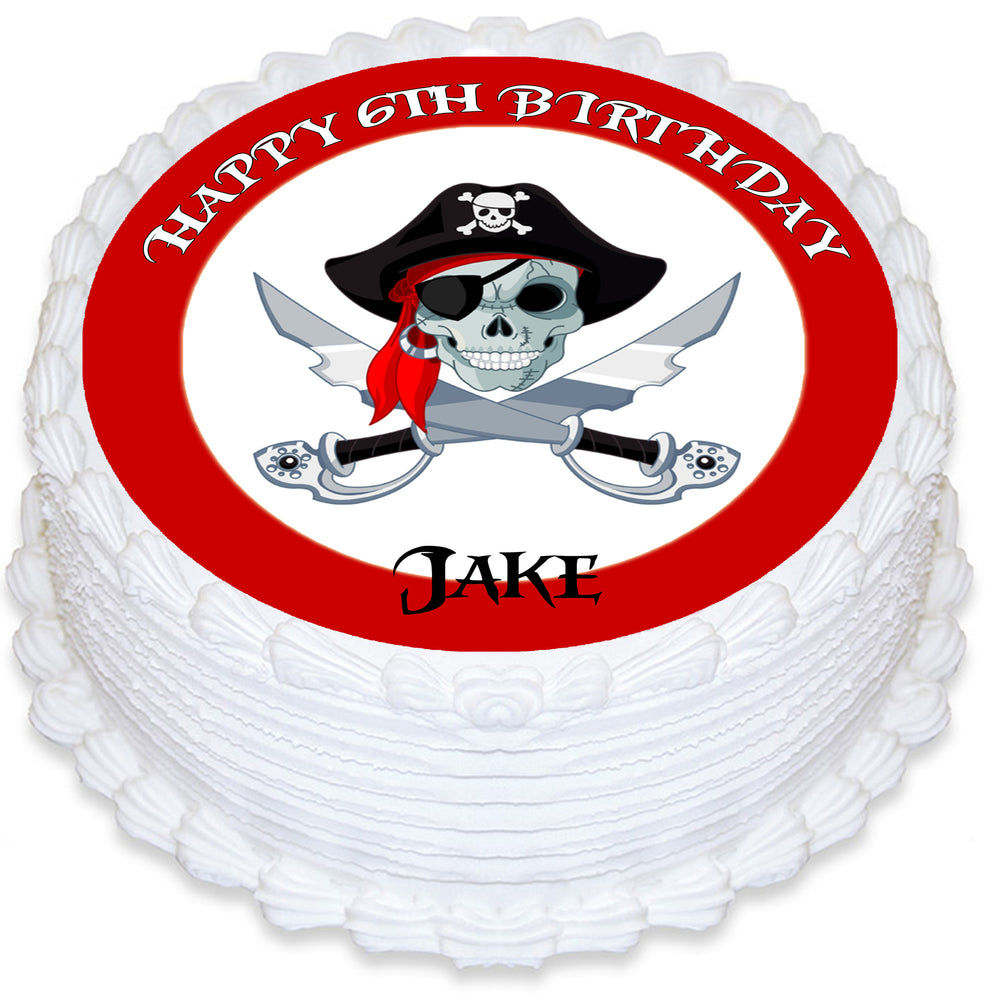 Pirate Round Edible Cake Topper