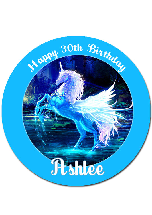 Unicorn Round Edible Cake Topper