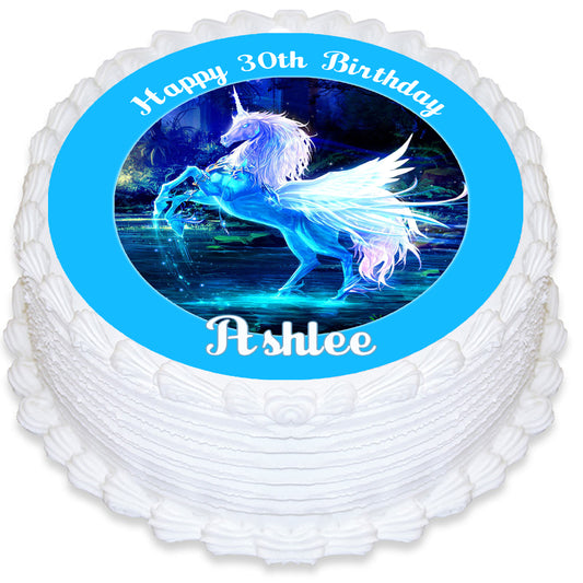 Unicorn Round Edible Cake Topper