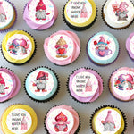 I Love You Gnome Matter What Pre-cut Mini Edible Cupcake or Cookie Toppers