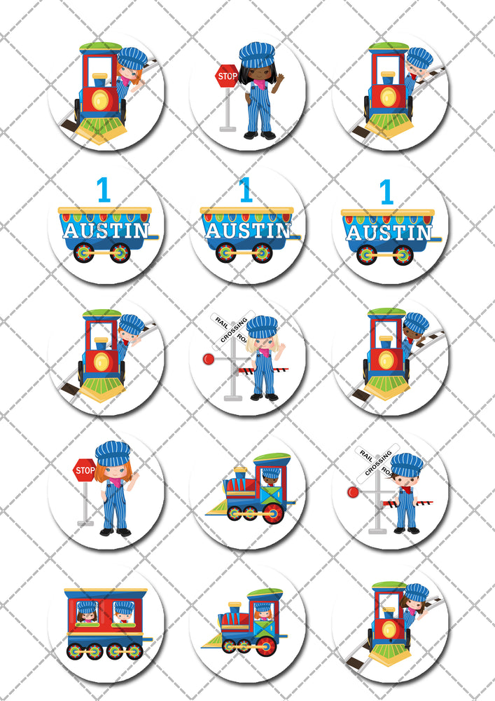 Train Conductor Pre-cut Edible Icing Cupcake or Cookie Toppers