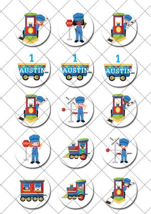 Train Conductor Pre-cut Edible Icing Cupcake or Cookie Toppers