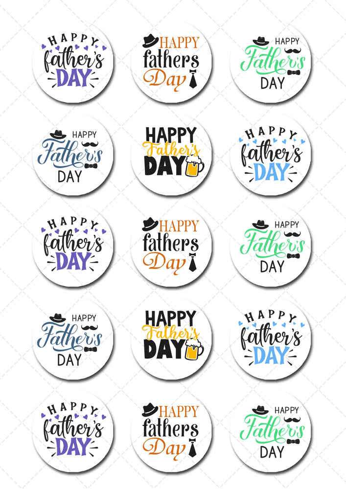 Happy Fathers Day Pre-cut Edible Icing Cupcake or Cookie Toppers