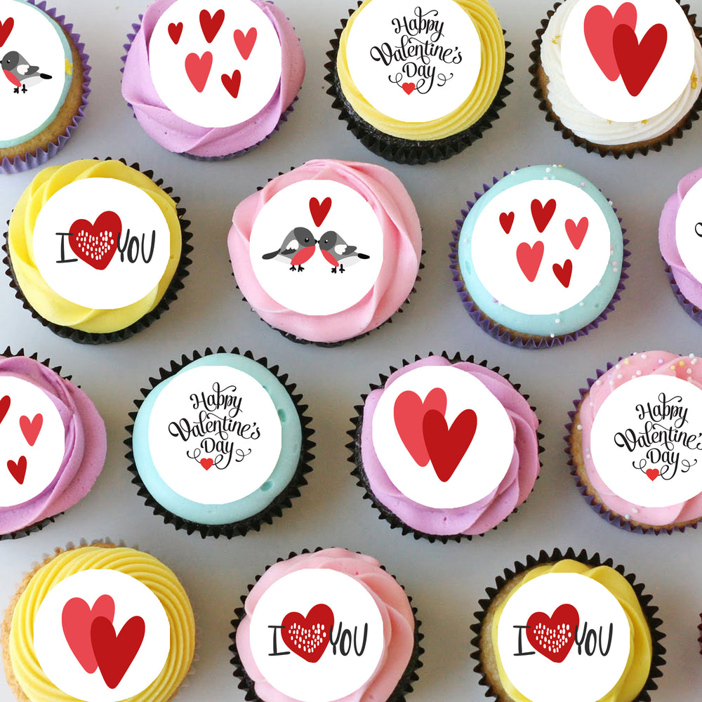 Valentines Day Love Pre-cut Mini Edible Cupcake or Cookie Toppers