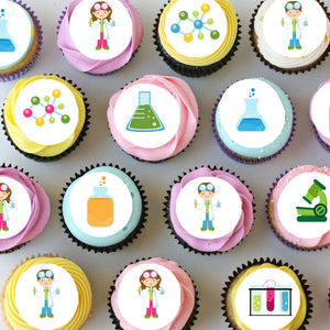 Science Scientist Pre-cut Mini Edible Cupcake or Cookie Toppers