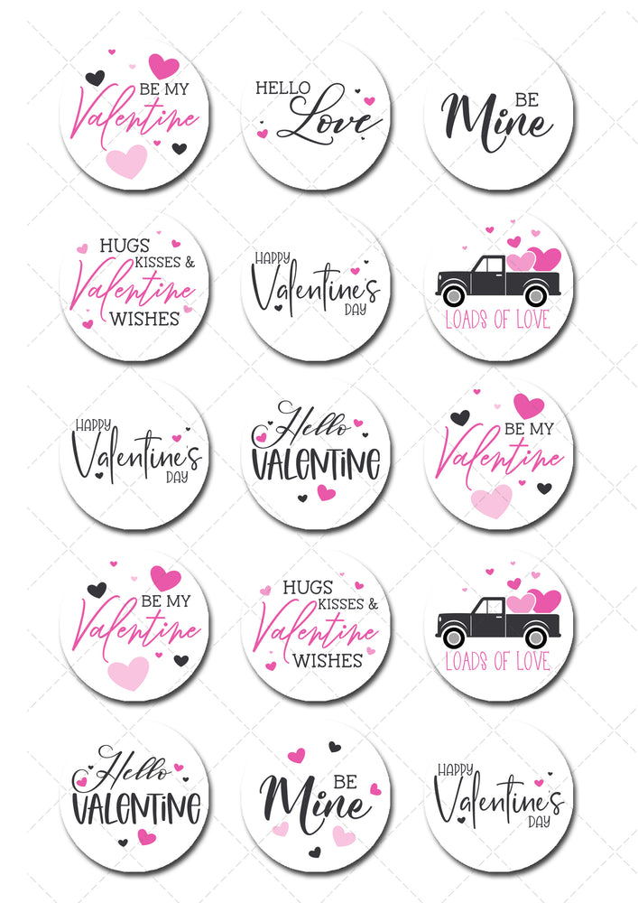 Valentine's Day Love Pre-cut Edible Icing Cupcake or Cookie Toppers