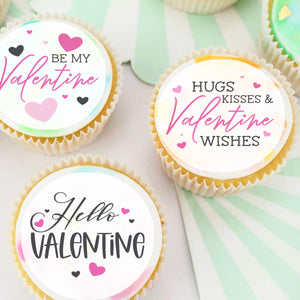 Valentine's Day Love Pre-cut Edible Icing Cupcake or Cookie Toppers