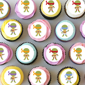 TMNT Ninja Turtles Pre-cut Mini Edible Cupcake or Cookie Toppers