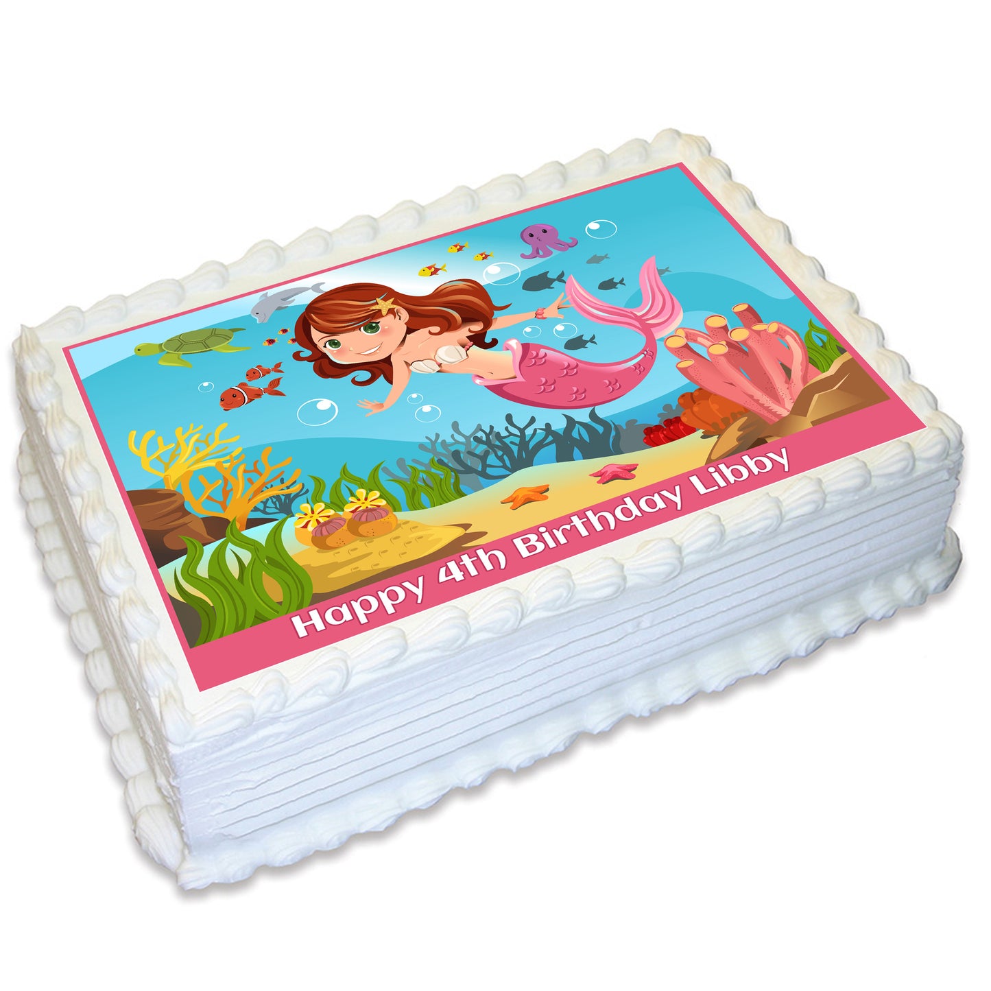 Mermaid Under The Sea Rectangle Edible Cake Topper