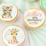 Jungle Animal Safari Pre-cut Edible Icing Cupcake or Cookie Toppers