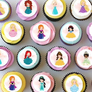 Disney Princess Inspired Pre-cut Mini Edible Icing Cupcake or Cookie Toppers
