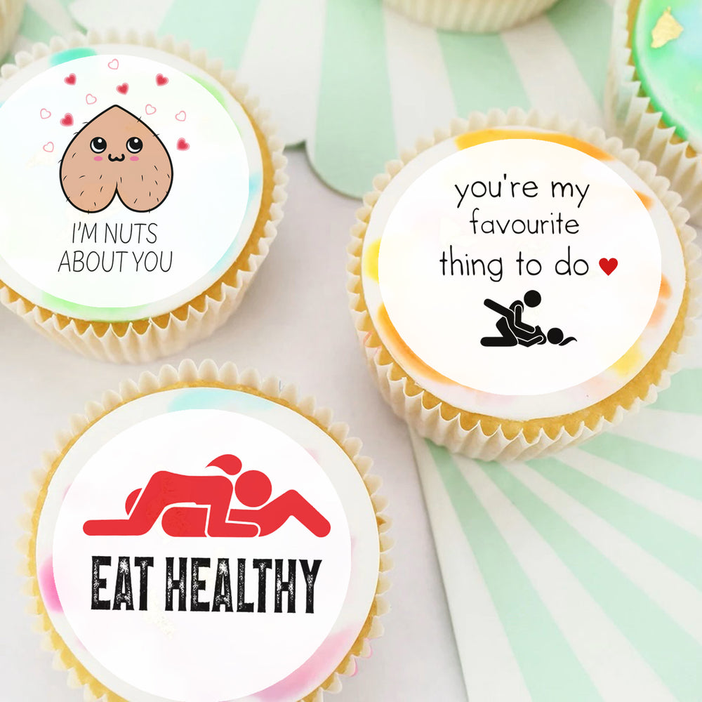 Cheeky Valentine Love Pre-cut Edible Cupcake or Cookie Toppers