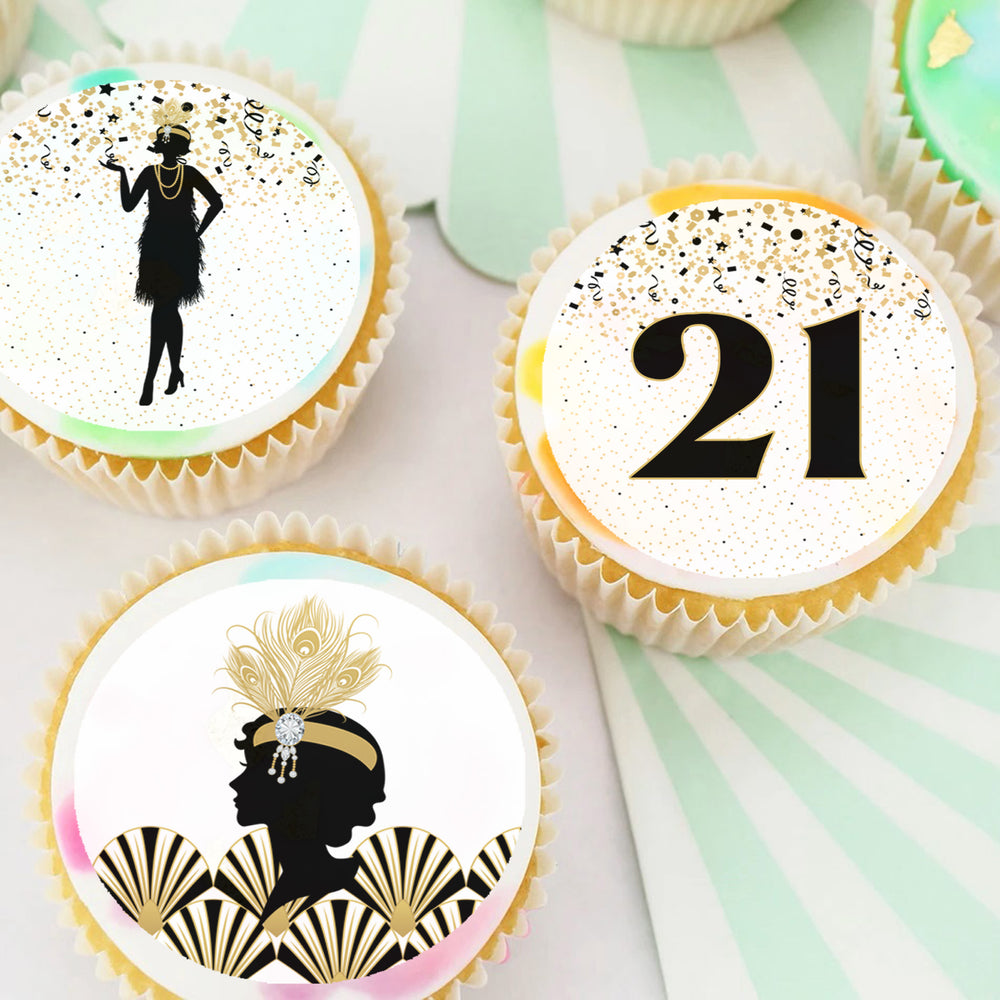 Great Gatsby Pre-cut Edible Cupcake or Cookie Toppers