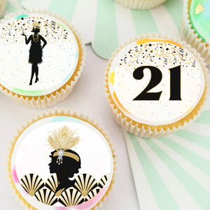 Great Gatsby Pre-cut Edible Cupcake or Cookie Toppers