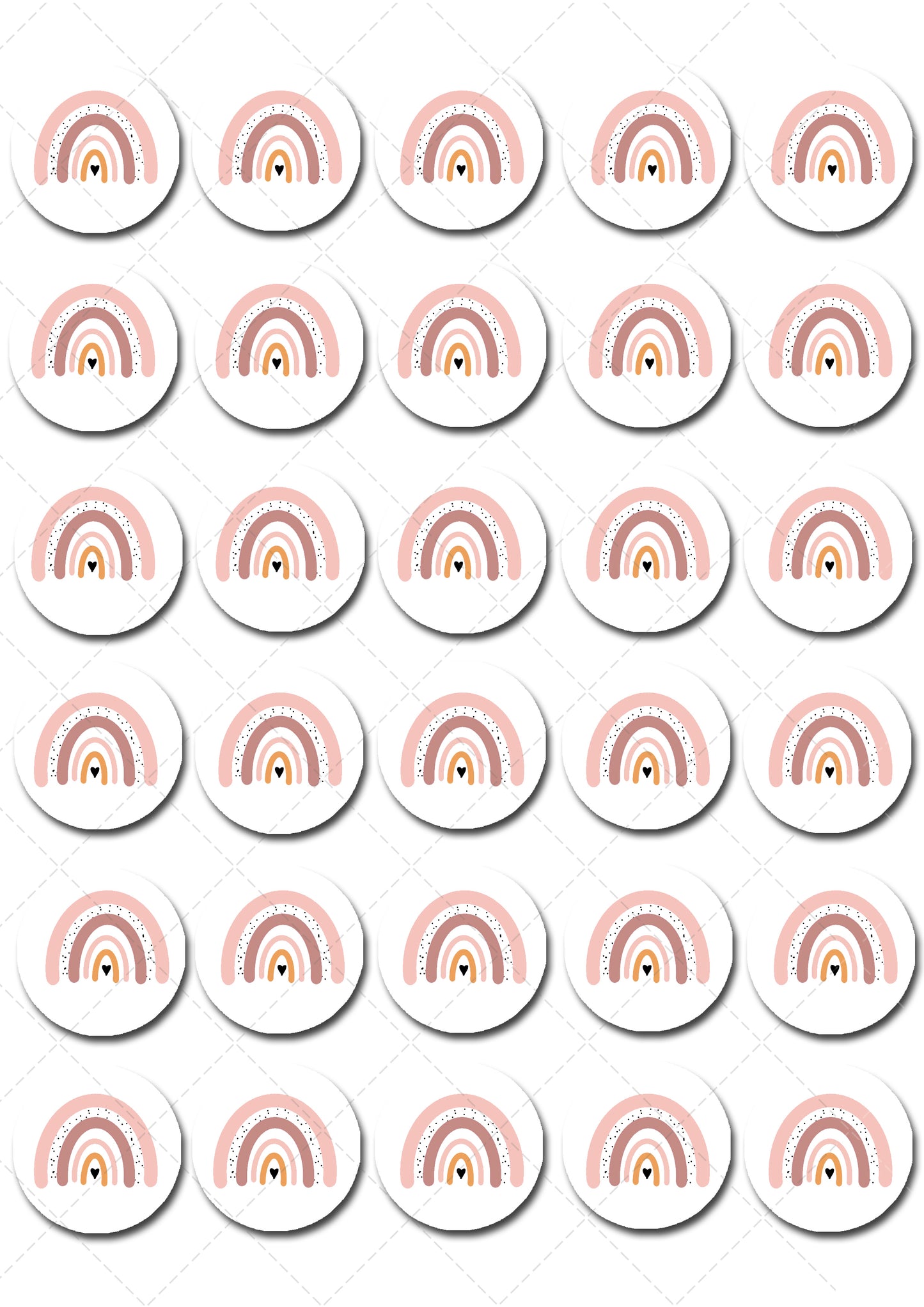 Rainbow Pre-cut Mini Edible Cupcake or Cookie Toppers